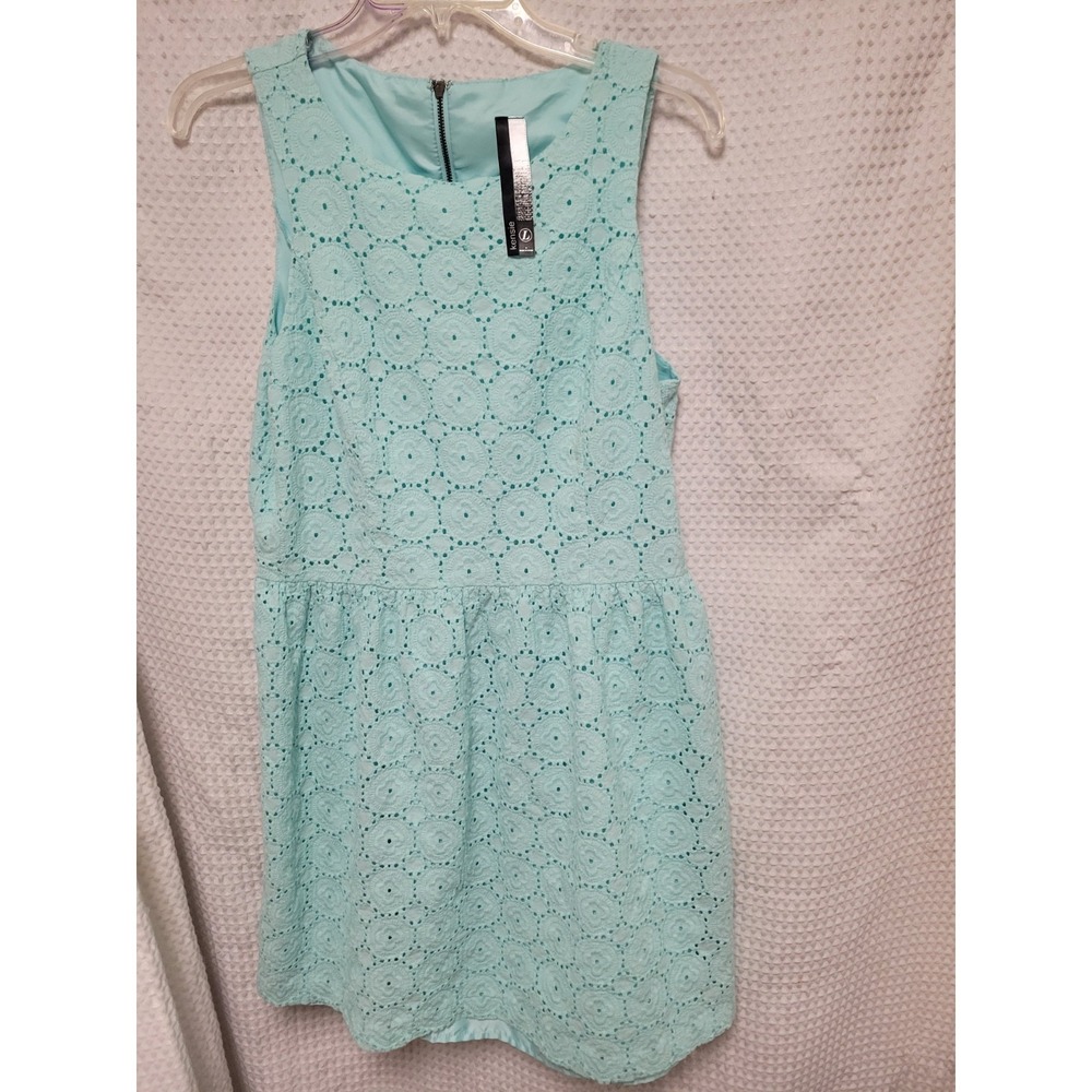 Kensie Eyelet Mint Green Dress Exposed Zipper Size XL